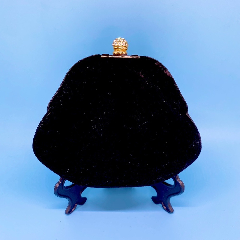 Y and S Original - Vintage Velvet Clam Shell Evening Clutch with Jeweled Clasp